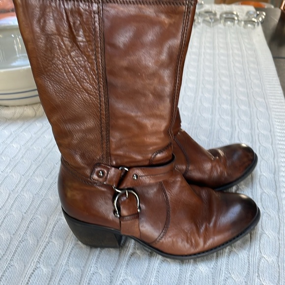 Clarks Womens leather Mascarpone Mix Tall Boots Sz 8.5 Hardware on outside ankle - Picture 4 of 12
